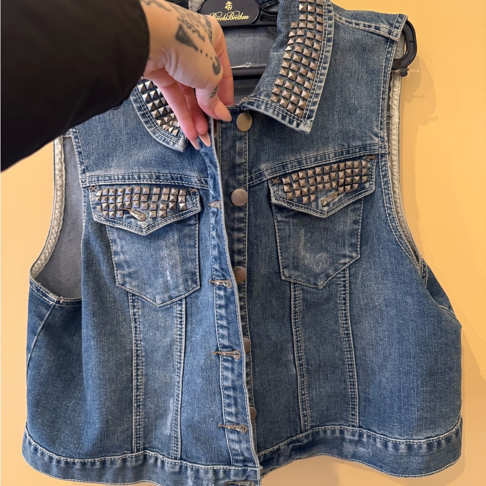 Forever 21 Blue Studded Vest